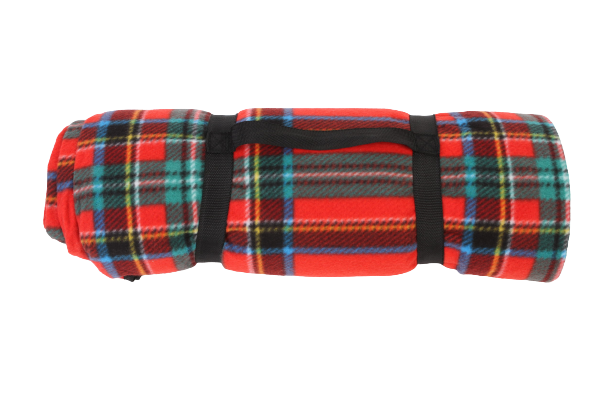 ⁦מחצלת פליז Fleece Mat ארטוס משבצות אדום/ עלים כחול⁩ – תמונה ⁦6⁩