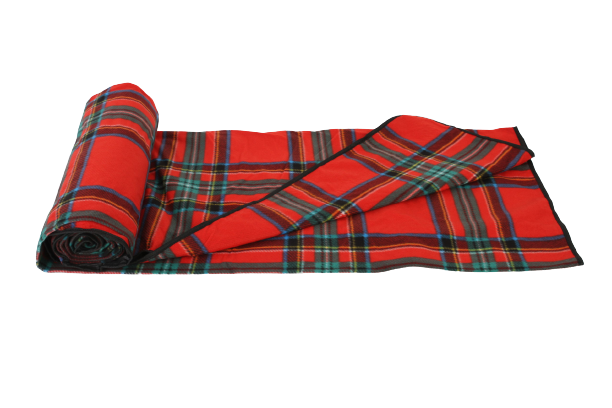 ⁦מחצלת פליז Fleece Mat ארטוס משבצות אדום/ עלים כחול⁩ – תמונה ⁦5⁩