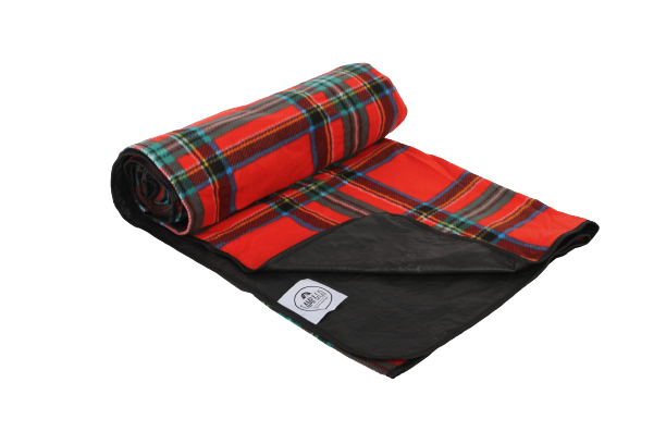 ⁦מחצלת פליז Fleece Mat ארטוס משבצות אדום/ עלים כחול⁩ – תמונה ⁦2⁩