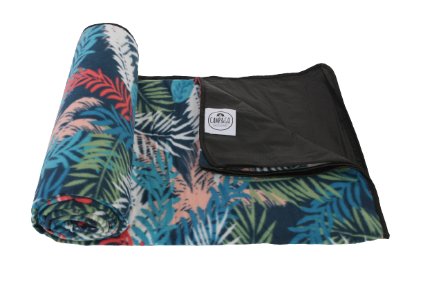 ⁦מחצלת פליז Fleece Mat ארטוס משבצות אדום/ עלים כחול⁩ – תמונה ⁦3⁩