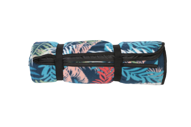 ⁦מחצלת פליז Fleece Mat ארטוס משבצות אדום/ עלים כחול⁩ – תמונה ⁦4⁩